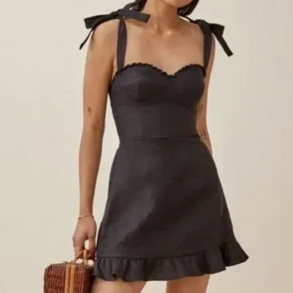 Reformation | Dresses | Reformation Desiree Black Linen Mini Dress Size 8 |  Poshmark